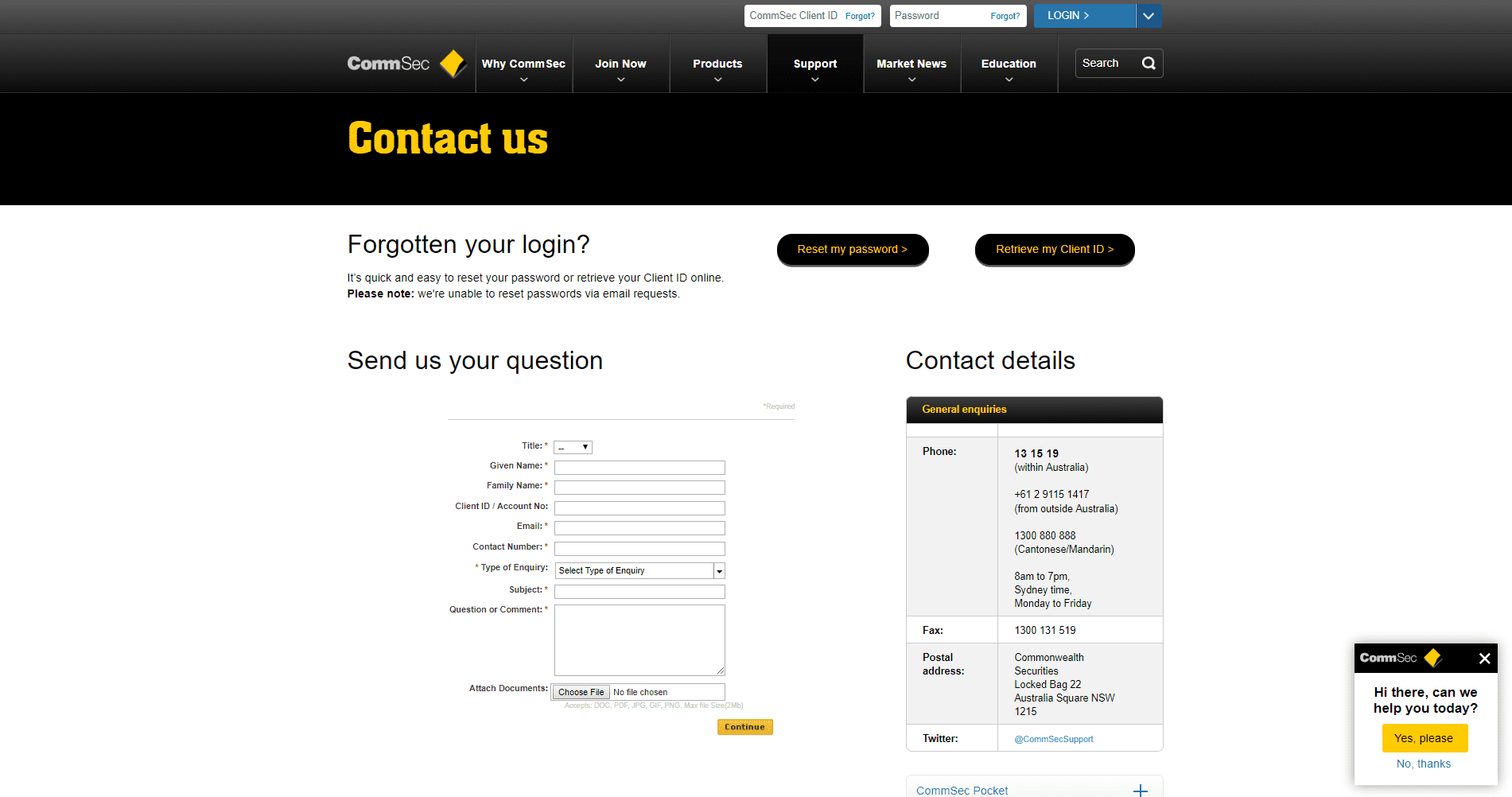 CommSec Review customer support